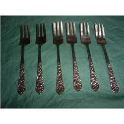 6  silver  indonesian cake forks #1889322