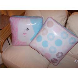 Pair of 15" Square 1970's Vinyl Pillows #1901411
