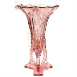 Czech Art Deco Glass Pink Rocket Vase #1901434