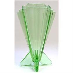 Czech Art Deco Glass Green Rocket Vase #1901435