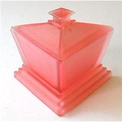 Modernistic Pink Satin Glass  Dresser Jar #1901449