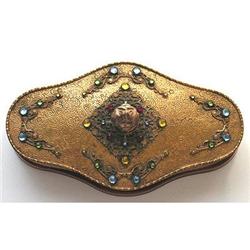 APOLLO Glass Jeweled Brass Glass Makeup Compact#1901488