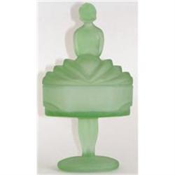 Green BALLERINA Satin Glass Powder Jar #1901507