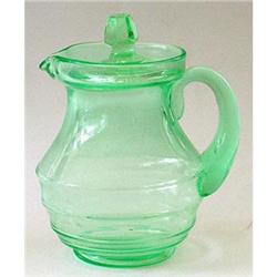 Green Depression Glass Covered Syrup Pitcher #1901557