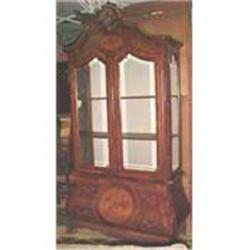 Burled Walnut Display Cabinet Cupboard Bookcase#1901588