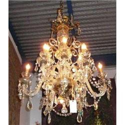 Crystal and Bronze Chandelier #1901602