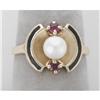 Image 1 : Cultured Pearl, Enamel and Ruby Ring #1901692