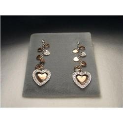 14K WG Pink Rose Gold Diamond Heart Earrings #1901819