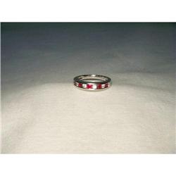 14K WG Gold Ruby Diamond Stacking Band Ring #1901859