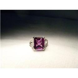 14K WG Gold Huge Amethyst Diamond Filigree Ring#1901863