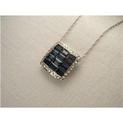 14K WG Sapphire Diamond Filigree Necklace #1901873