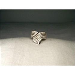Estate 14K WG Gold Pave Diamond V Band Ring #1901882