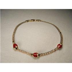 14K Gold Enamel Movable Ladybug Bracelet #1901884