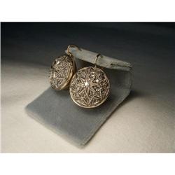 Antique 18K Pink Gold Rose Cut Diamond Earrings#1901885