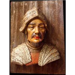 Mongolian warrior Bas relief wall hanging HUGE #1901924
