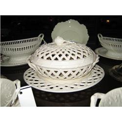 CREAMWARE BASKETWEAVE TUREEN ,COVER AND #1901945