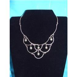 Estate Beaded Sterling Silver Necklace Choker #1901959