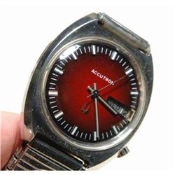 Accutron by Bulova Maroon Dial Date Watch  #1902038