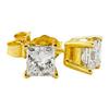 Image 1 : Princess cut yellow gold  2 carat DIAMOND stud #1902080