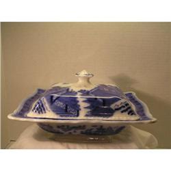 Flow Blue Covered Vegetable Dish  #1902085