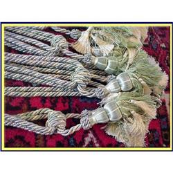 SET 20 SILK CURTAIN TIE BACKS w TASSLES MINT #1902120