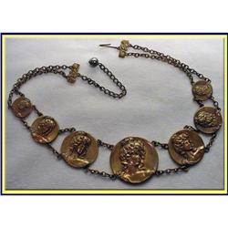 VICTORIAN ART NOUVEAU CHOKER NECKLACE W MAIDEN #1902131