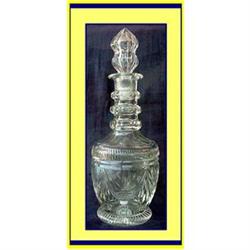 1850 CUT GLASS, ENGRAVED WINE DECANTER #1902140
