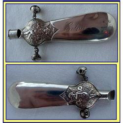 ANTIQUE ST SILVER BABY RATTLE WHISTLE REPOUSSE #1902142