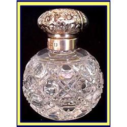 ANTIQUE ST SILVER & CUT GLASS PERFUME  BOTTLE #1902144