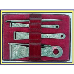 ANTIQUE ST SILVER BODKIN NEEDLE SET SEW LACE #1902157