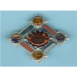 VICTORIAN SCOTTISH CAIRNGORM & AGATE BROOCH #1914395