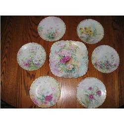 EARLY LIMOGES H. PAINTED. CAKE SET #1914480