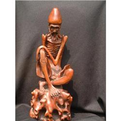 Antique wood carving representing an ascetic #1914922