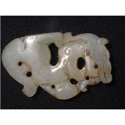 Han period white jade carving featuring a kilin#1914941