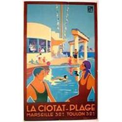 Ciotat Plage, 1930 Lithograph, A+, Linen #1915120