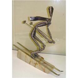 Whimsical Wire Wound Downhill Skier Sculpture #1915214