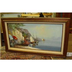 Coastal Landscape Oil Painting Lisbon Cove  #1915216