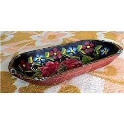 FOLK Carved Painted Flower Centerpiece Bowl #1915217