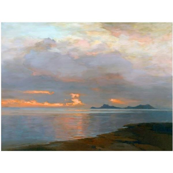 Sunset Ocean Coastal Scene Ceramic Art Tile