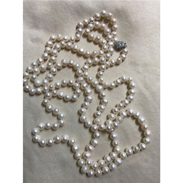 8-9mm White Cultured Pearl 52" Rope Necklace