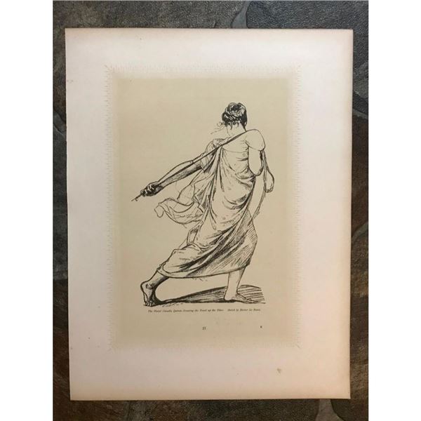 19thc Etching, Roman Vestal Virgin
