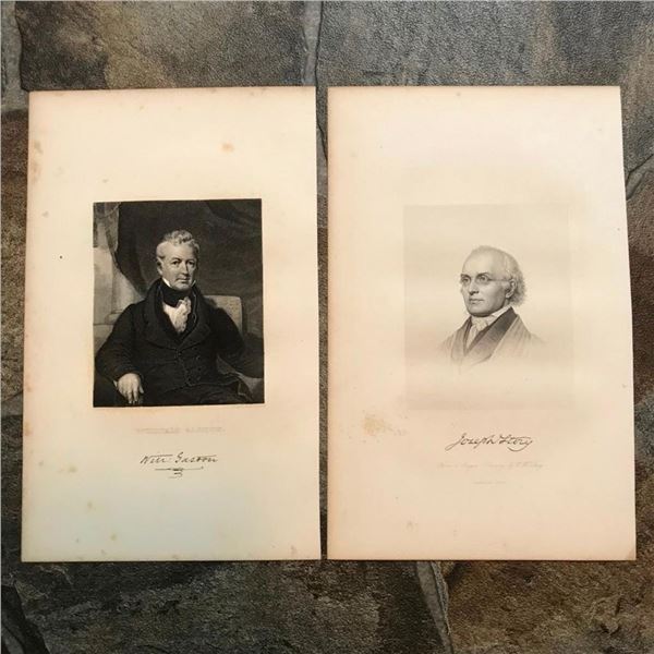 19thc Steel Engravings, Supreme Court Justices, North Carolina, Massachusetts