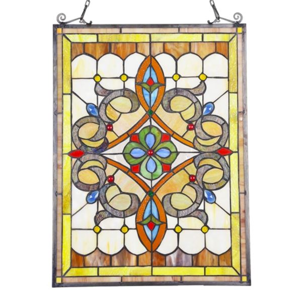 Stained Art Glass Hanging Window Panel