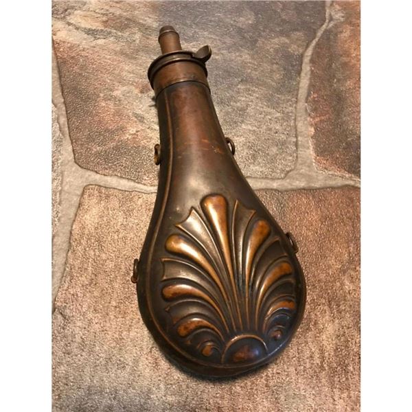 Mid 19thc Copper & Brass Powder Flask