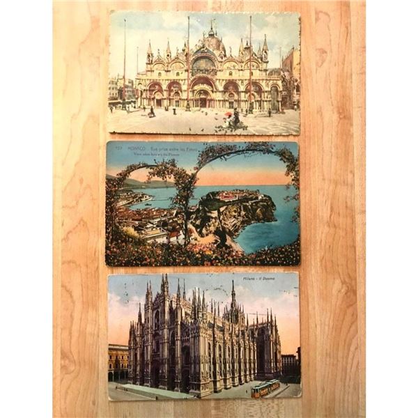Early 20thc Travel Postcards, Europe, Monaco, Italy