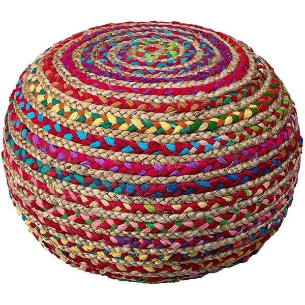 Multi-color Braided Pouf Ottoman
