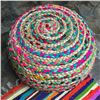 Image 2 : Multi-color Braided Pouf Ottoman