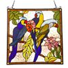 Image 1 : Tropical Parrots Stained Art Glass Hanging Window