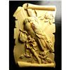 Image 1 : Carved Falcon, Falconry Hunting Scrolled Wooden Plaque