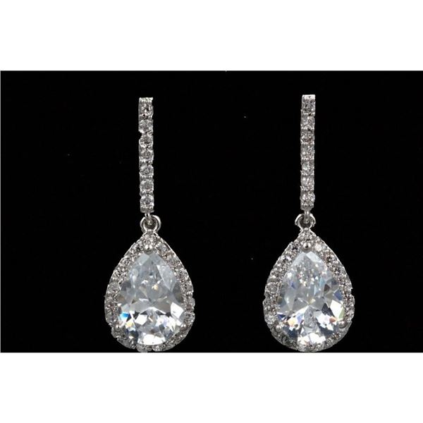 Pear Shaped Cubic Zirconia 18kt Gold Plate Earrings